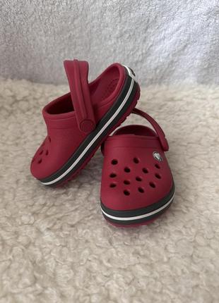 Сабо кроксы шлепанцы crocs crocband c5 22p красные анатомические3 фото