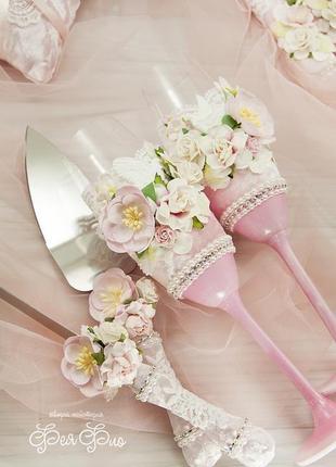 Свадебный набор розовый / нежно-розовый набор / бархатный набор2 фото