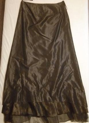 Длинная вечерняя юбка бронзового оттенка2 фото