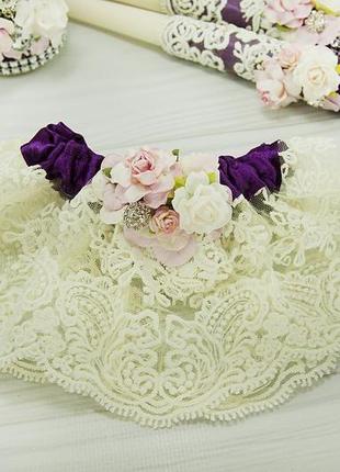 Подвязка невесты фиолетовая / рожева підв'язка для нареченої / молочна підв'язка / айвори1 фото