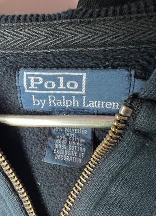 Черный хлопковый зип худи балахон кофта на молнии polo ralph lauren size l4 фото