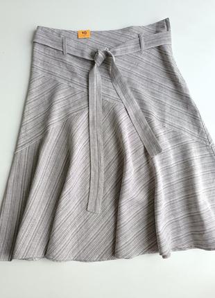 Красивая летняя юбка миди в диагональную полоску с содержанием льна6 фото
