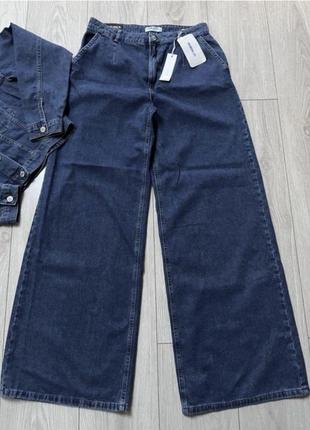Костюм джинсовый джинсы жакет куртка укороченная короткая широкие летние палаццо фирменные трубы пышные5 фото