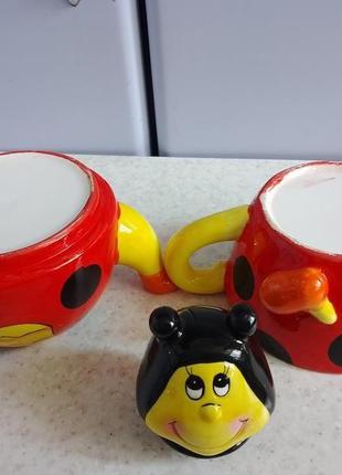 Набор чайник-заварник + чашка керамика, веселая пчелка5 фото