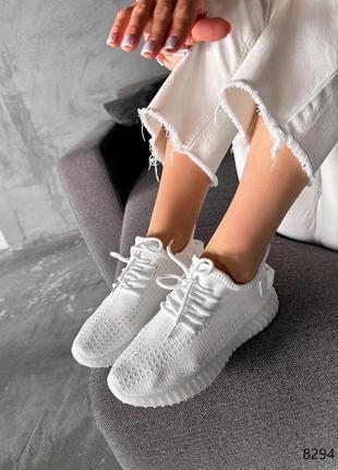 Белые текстильные легкие летние кроссовки на толстой подошве текстиль7 фото