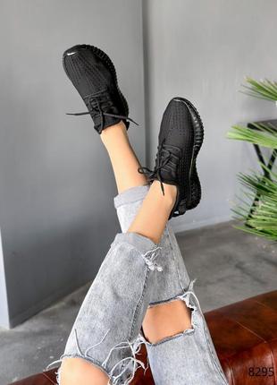 Черные текстильные легкие летние кроссовки на толстой подошве текстиль3 фото
