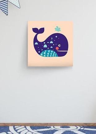 Дитяча картина  "синій кит" (картина для детской комнаты)2 фото