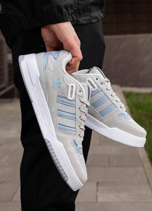 Мужские кроссовки адидас форум лоу / adidas forum low grey light blue4 фото