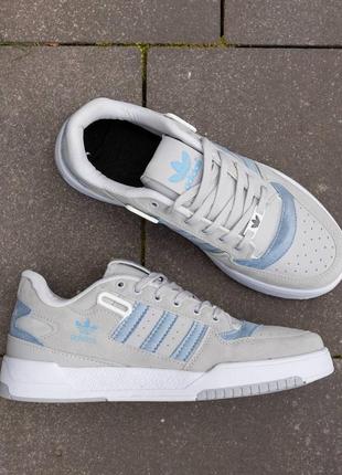 Мужские кроссовки адидас форум лоу / adidas forum low grey light blue2 фото