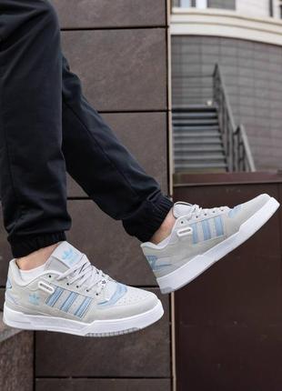 Мужские кроссовки адидас форум лоу / adidas forum low grey light blue5 фото