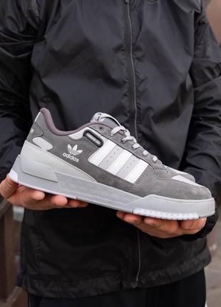 Чоловічі кросівки адідас форум лоу / adidas forum low grey white1 фото