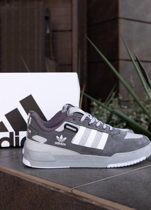 Чоловічі кросівки адідас форум лоу / adidas forum low grey white3 фото