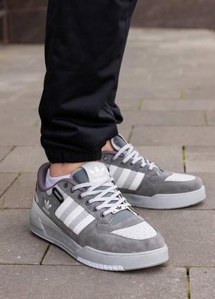 Чоловічі кросівки адідас форум лоу / adidas forum low grey white7 фото
