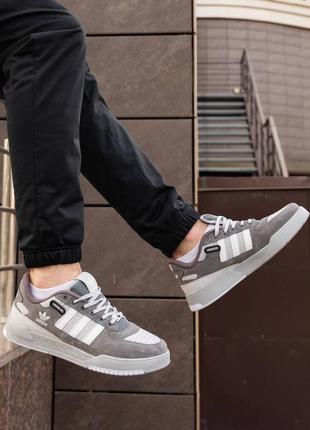 Чоловічі кросівки адідас форум лоу / adidas forum low grey white9 фото
