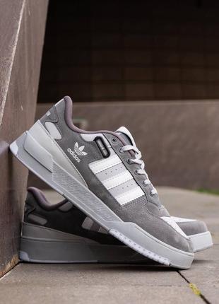 Чоловічі кросівки адідас форум лоу / adidas forum low grey white8 фото