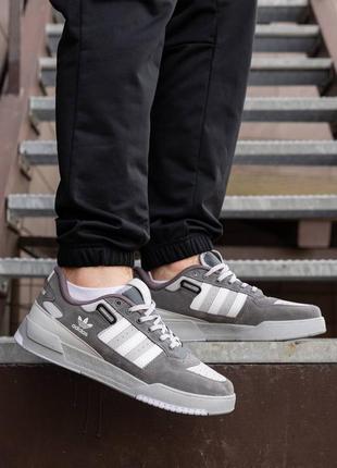 Чоловічі кросівки адідас форум лоу / adidas forum low grey white2 фото