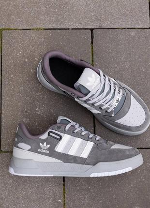 Чоловічі кросівки адідас форум лоу / adidas forum low grey white5 фото