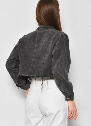 Трендовый укороченный джинсовый пиджак жакет оверсайз с бахромой4 фото