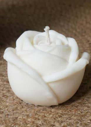 Свічка "троянда глорія біла" з натурального соєвого воску1 фото
