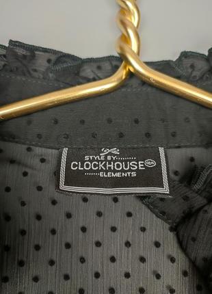 Чорна блуза з мережива в горошок clockhouse, прозора блузка, класична блуза6 фото