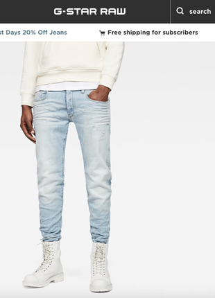 Стильные зауженные джинсы g-star raw 3301 slim light blue denim jeans10 фото