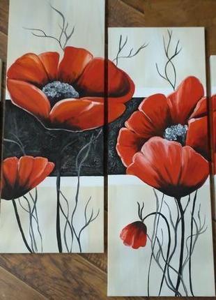 Модульная картина "маки красные"
