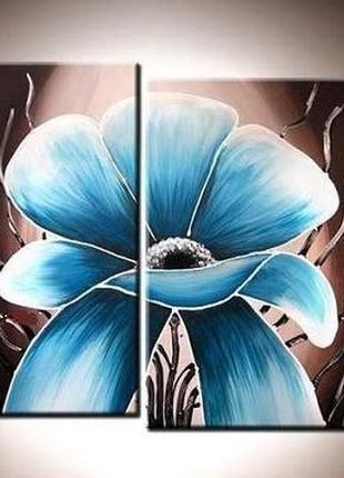 Модульная картина "голубой цветок"
