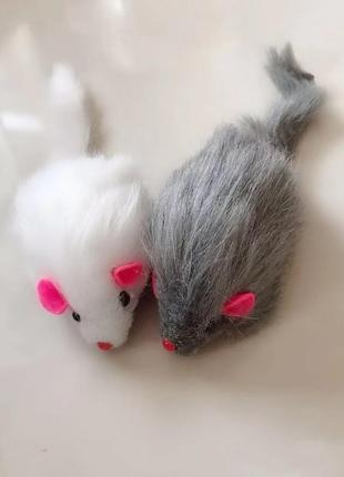 Хутряна міні-мишка іграшка для котів і кошенят-3шт.4 фото