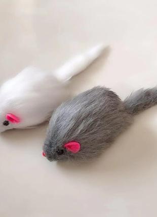 Хутряна міні-мишка іграшка для котів і кошенят-3шт.5 фото