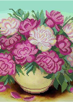 Схема для вишивання бісером магія бісеру м-120-3 "яскраві півонії" розмір 30*40 см