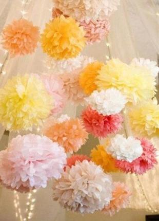 5шт тканевые цветы помпоны ручной работы декор свадьбы юбилей