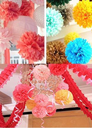 5шт тканевые цветы помпоны ручной работы декор свадьбы юбилей