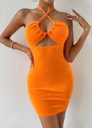 Платье мини оранжевое shein2 фото
