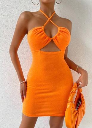 Платье мини оранжевое shein1 фото