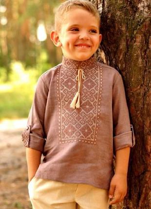 Дитяча лляна сорочка для хлопчика з вишивкою1 фото