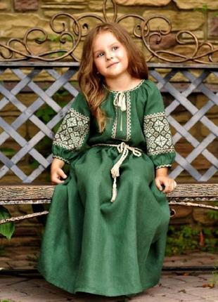 Дитяча сукня з натурального льону2 фото
