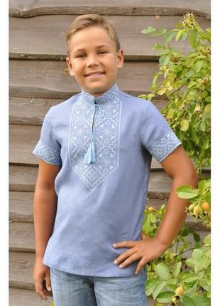 Літній комплект для дітей - вишита сорочка для хлопчика та сукня з вишивкою для дівчинки кольору ден2 фото