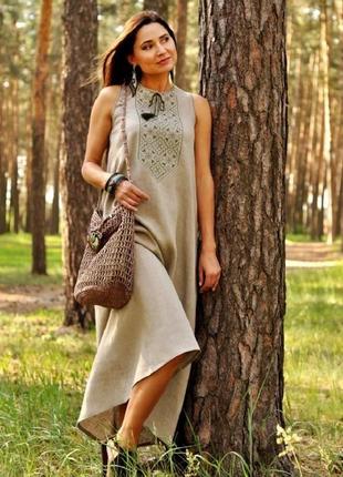 Жіноче плаття-оберіг з натурального льону3 фото