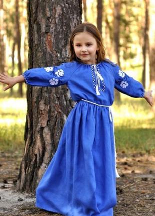 Ошатна вишита сукня з льону для дівчинки2 фото
