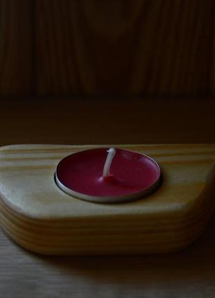 Підсвічник "аліґанцький "дерев'яний сосновий для чайної свічки2 фото