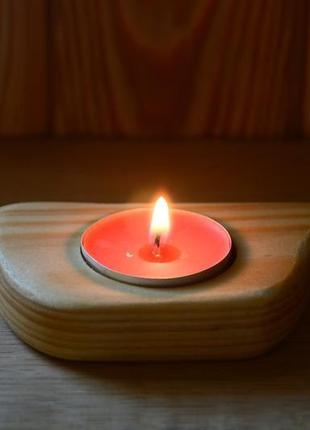 Підсвічник "аліґанцький "дерев'яний сосновий для чайної свічки1 фото