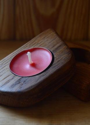 Підсвічник "аліґанцький "дерев'яний горіховий для чайної свічки3 фото