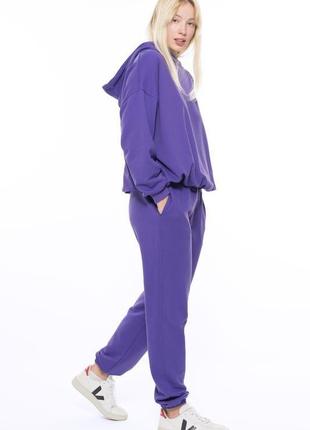 Худи оверсайз фиолетовое тринитка женский, комфортная толстовка фиолетового цвета, худи oversize6 фото