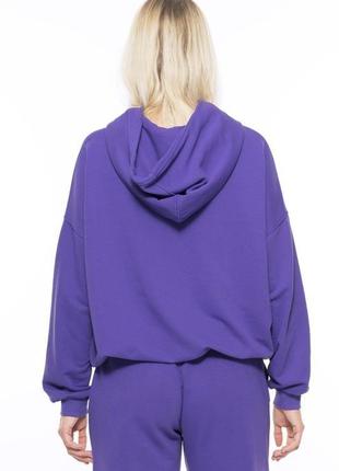 Худи оверсайз фиолетовое тринитка женский, комфортная толстовка фиолетового цвета, худи oversize2 фото