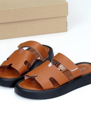 Шльопанці "cinnamon", карамель, екошкіра