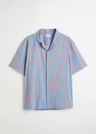 Мужская гавайская летняя рубашка h&m relaxed fit l