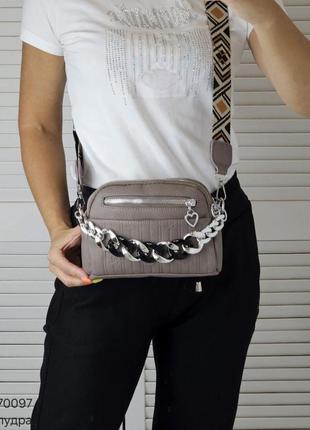 Женская стильная и качественная сумка из эко кожи пудра2 фото
