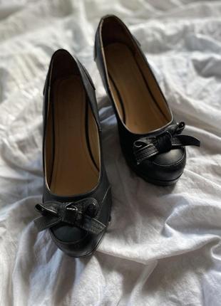Туфли женские на высокой платформе, искусственная кожа черного цвета, 41 размер2 фото