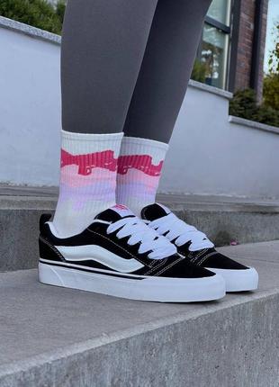 Чоловічі кеди ванс кну скул чорно білі /  vans knu skool black white3 фото