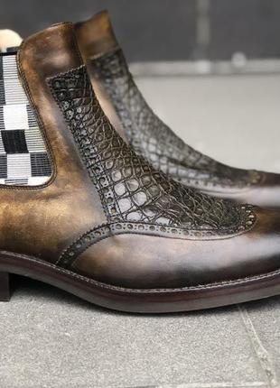 Ботинки челси со вставкой из кожи крокодила3 фото